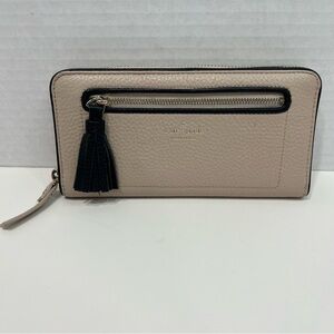 KATE SPADE Chester street Nada Leather wallet with tassel black and cream/beige
